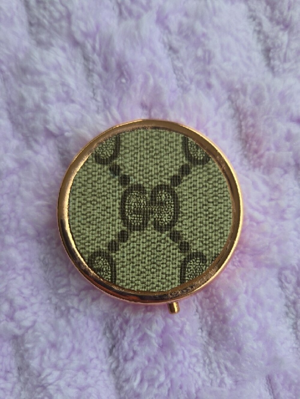 Upcycled Gucci GG Canvas Pill Box with Rose Gold Trim - Picture 2 of 4